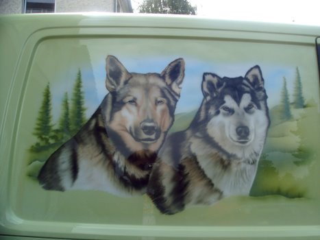 Airbrush mit Hunden von Autocolor Emmer